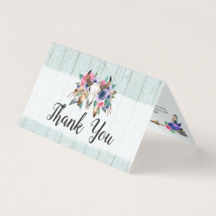 Rustic Floral Cow Skull Watercolor Boho Thank You