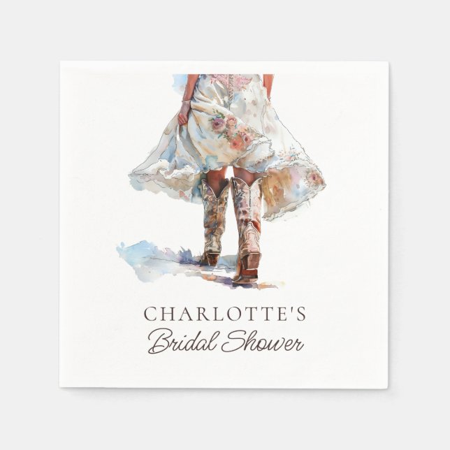 Rustic Floral Cowgirl Bridal Shower Napkins  (Front)