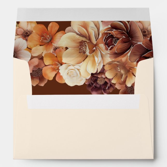 Rustic Floral Cream Wedding Envelope (Back (Bottom))