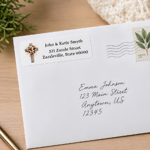 Rustic Floral Cross Faith Return Address Label