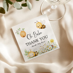 Rustic Floral Daisy Oh Babee Honey Bee Baby Shower Napkin