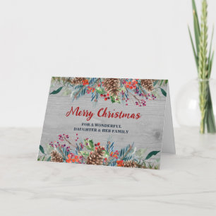 Rustic Floral Daughter & Family Merry Christmas Card