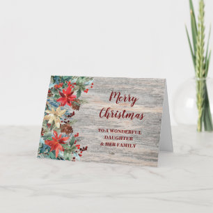 Rustic Floral Daughter & Family Merry Christmas Card