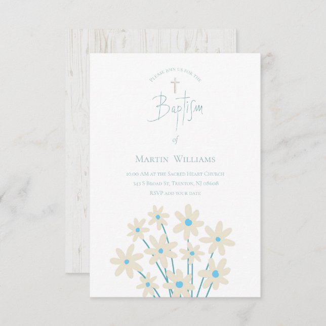 rustic floral decor | Baptism Invitation (Front/Back)