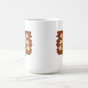 Rustic floral design on brown background coffee mug