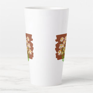 Rustic floral design on brown background latte mug