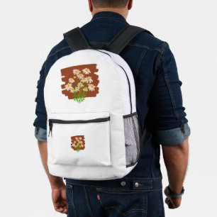 Rustic floral design on brown background printed backpack