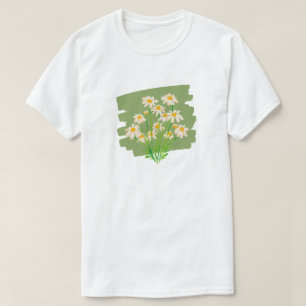 Rustic Floral Design on Green Background T-Shirt