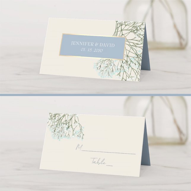 Rustic Floral Dusty Blue Wedding Place Card (Creator Uploaded)