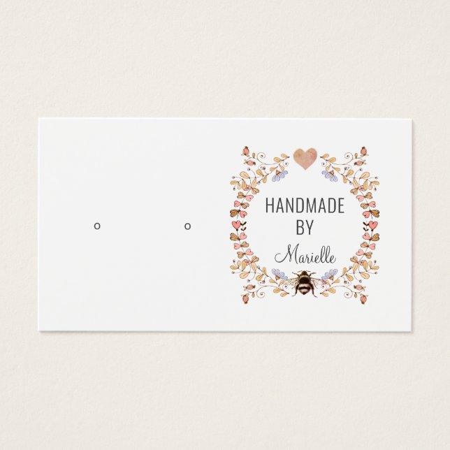 Rustic Floral Earring Jewellery Display Card (Front)