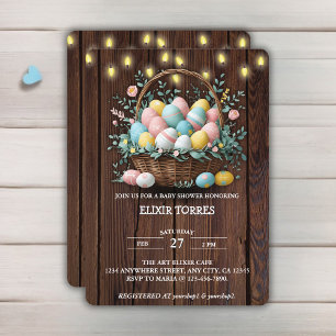 Rustic Floral Easter Eggs Baby Shower Invitation