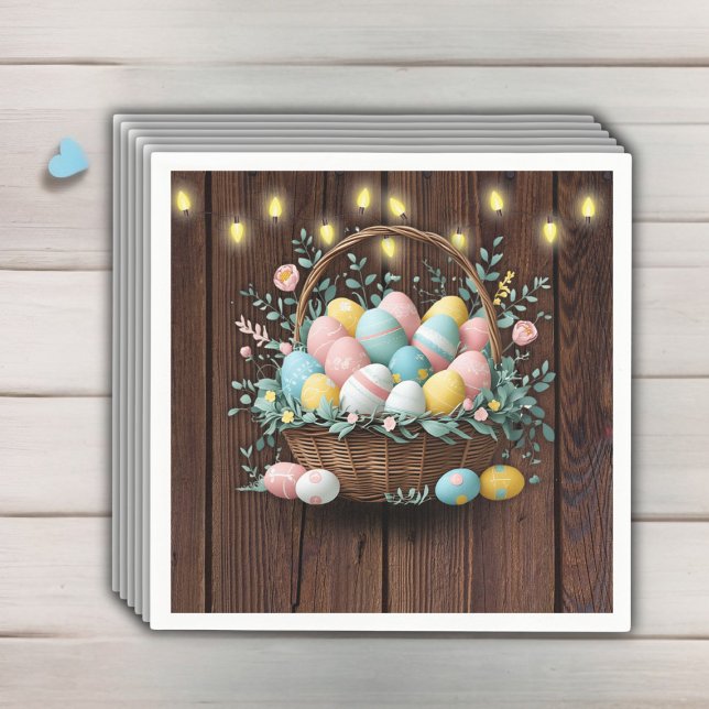 Rustic Floral Easter Eggs Baby Shower Napkin (Creator Uploaded)