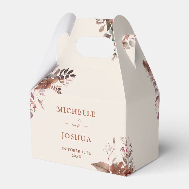 Rustic Floral Elegant Autumn Fall Wedding Favour Box (Back Side)