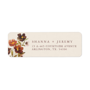 Rustic Floral Elegant Bride + Groom   Return Address Label