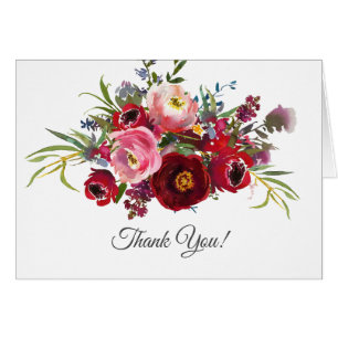 rustic floral, elegant flowers, thank you card