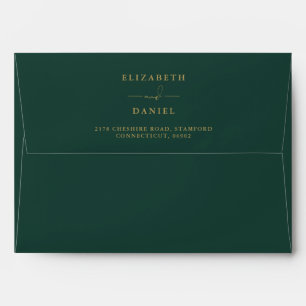 Rustic Floral Emerald And Gold Wedding Envelope