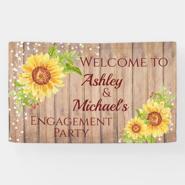 Rustic Floral Engagement Party Celebration Banner (Horizontal)