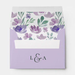 Rustic Floral Eucalyptus Purple Wedding Envelope