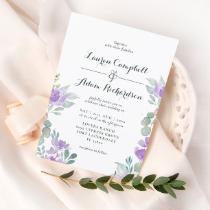 Rustic Floral Eucalyptus Purple Wedding Invitation
