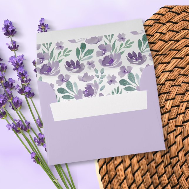 Rustic Floral Eucalyptus Purple Wedding RSVP Envelope (Creator Uploaded)
