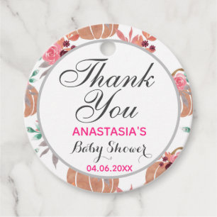 Rustic Floral Fall Autumn Thank You Baby Shower Favour Tags