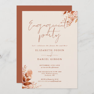Rustic Floral Fall Engagement Party Invitation