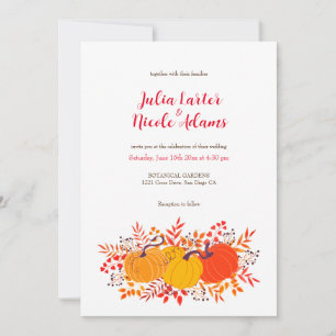 Rustic Floral Fall Pumpkin Woodland Wedding Invitation