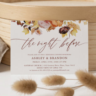 Rustic Floral Fall Rehearsal Dinner Invitation