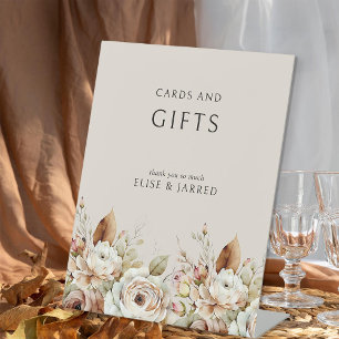 Rustic Floral Fall Wedding Cards and Gifts Pedestal Sign