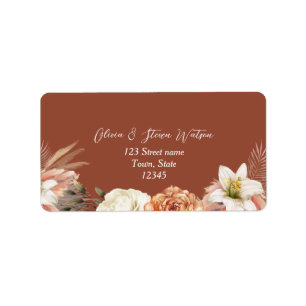 Rustic Floral Fall Wedding Return Address Label