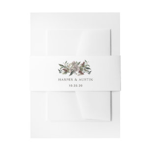 Rustic Floral Fall Winter Wedding Invitation Belly Band