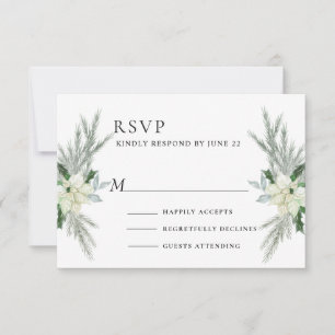 Rustic Floral Fall Winter Wedding RSVP Card