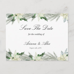 Rustic Floral Fall Winter Wedding Save The Date Postcard