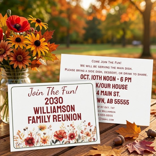 Rustic Floral Family Reunion Potluck Invitation (Creator Uploaded)