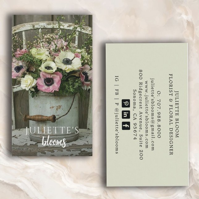 Rustic Floral Florist Gardener Business Card (Creator Uploaded)