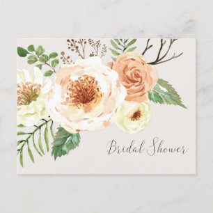 Rustic Floral Flowers Bridal Shower Invitation Postcard