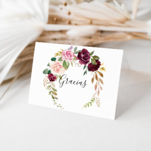 Rustic Floral Folded Wedding Gracias Card