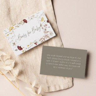 Rustic Floral Frame Books for Baby   Enclosure Card