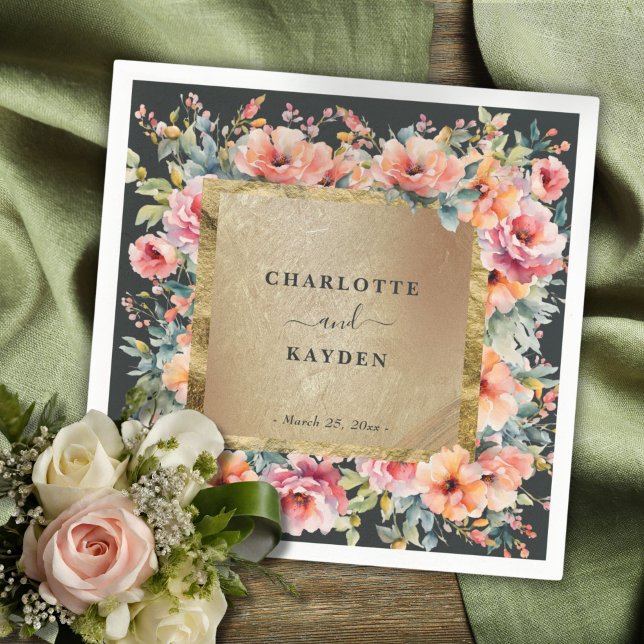 Rustic Floral Frame Sage Green Wedding Napkin (Rustic Floral Frame Sage Green Wedding Napkin)