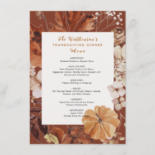 rustic floral frame thanksgiving menu