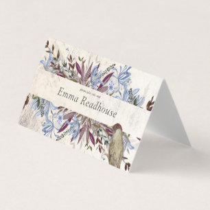 Rustic floral frame with birds business card