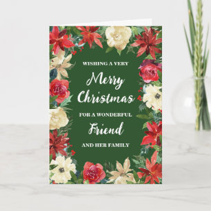 Rustic Floral Friend & Family Merry Christmas Card