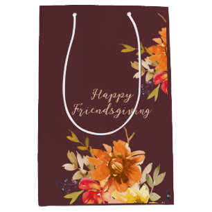 Rustic Floral Friendsgiving Medium Gift Bag