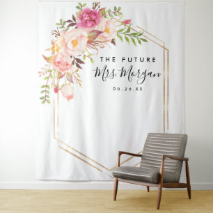 Rustic Floral Future Mrs Bridal Shower Backdrop Tapestry