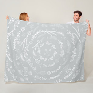 Rustic Floral Garland Folk Art Pattern Fleece Blanket