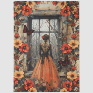 Rustic Floral Girly Fantasy Art Collage Decoupage Tissue Paper