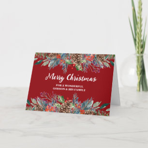 Rustic Floral Godson & Family Christmas Card