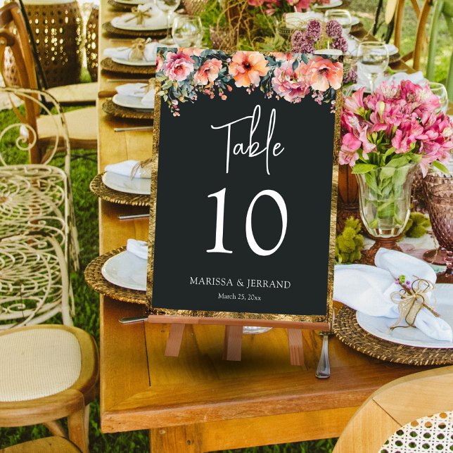 Rustic Floral Gold Frame Sage Green Wedding Table Number (Rustic Floral Gold Frame Sage Green Wedding Table Table Number)