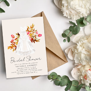 Rustic Floral Gown Bridal Shower Invitation