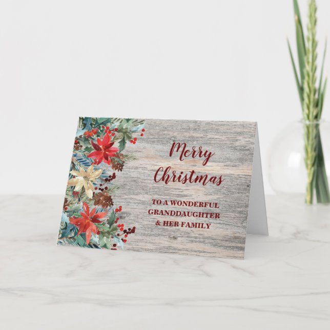 Rustic Floral Granddaughter & Family Christmas Card (Front)